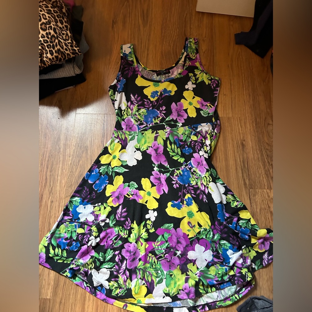 💥Floral Sleeveless Dress - Black, Purple, Yellow